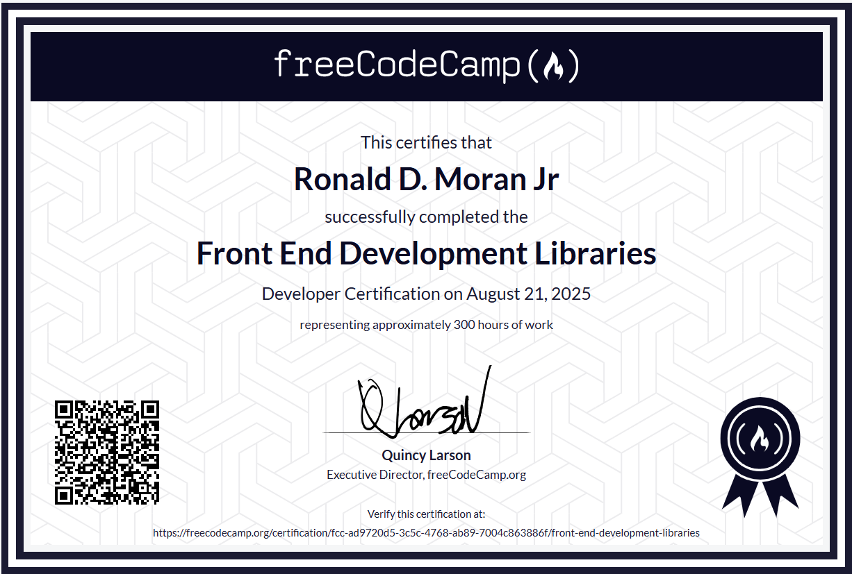 Front-End Development Libraries Certificate