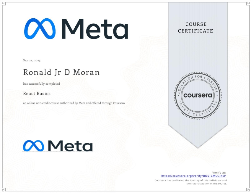 React Basics Certificate
